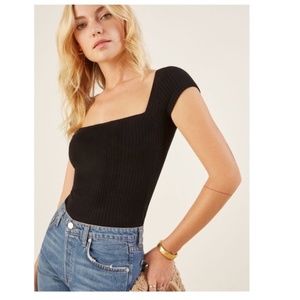 Reformation Bardot Top in Black